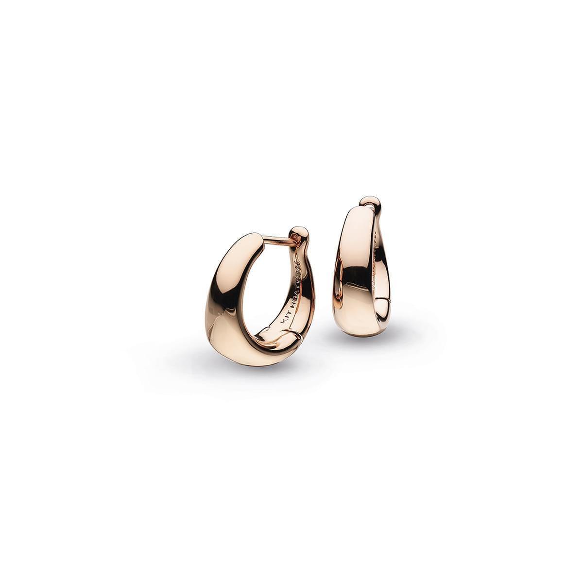 Kit Heath Bevel Cirque Small Hinged 18ct Rose Gold Huggie Hoop Earrings - Rococo Jewellery