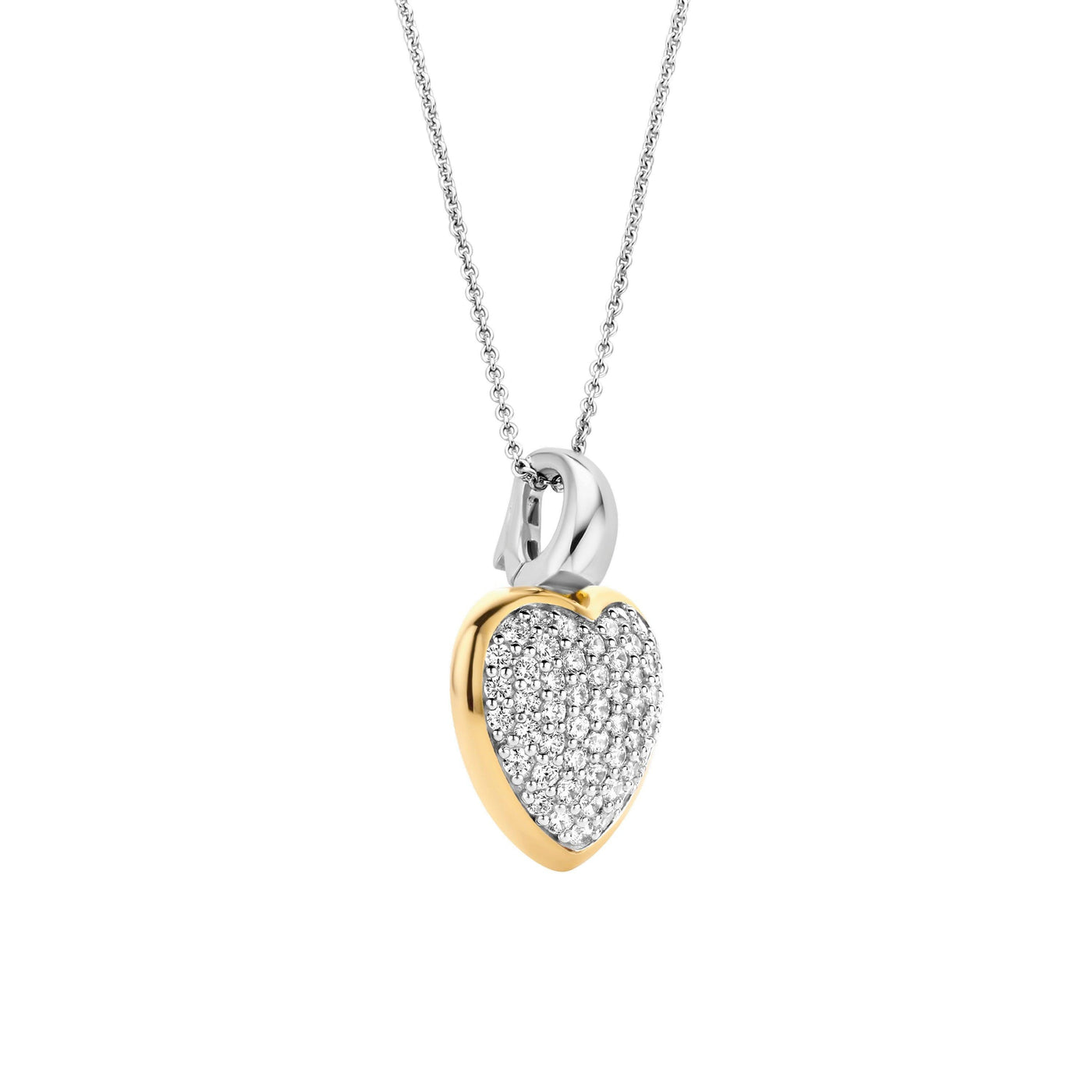 Ti Sento Pavé Heart Necklace - Rococo Jewellery