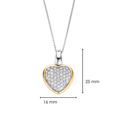Ti Sento Pavé Heart Necklace - Rococo Jewellery