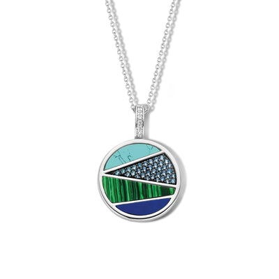 Ti Sento Sterling Silver Blue Green Patchwork Necklace - Rococo Jewellery