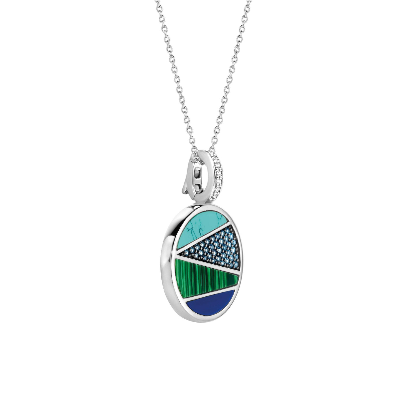 Ti Sento Sterling Silver Blue Green Patchwork Necklace - Rococo Jewellery