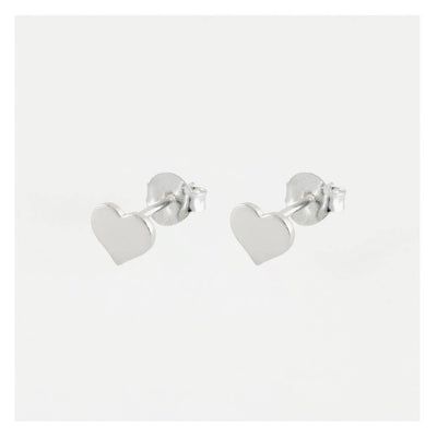 Kingsley Ryan Sterling Silver Heart Stud Earrings - Rococo Jewellery