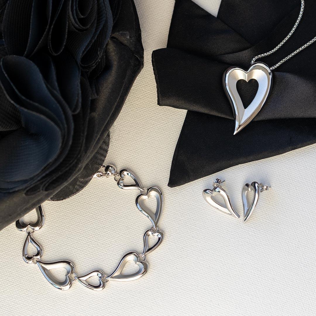 Kit Heath Desire Love Story Heart Grande Slider Necklace - Rococo Jewellery