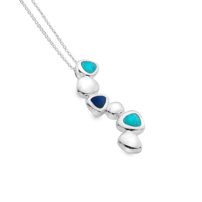Sea Gems Turquoise and Lapis Pebbles Drop Necklace - Rococo Jewellery