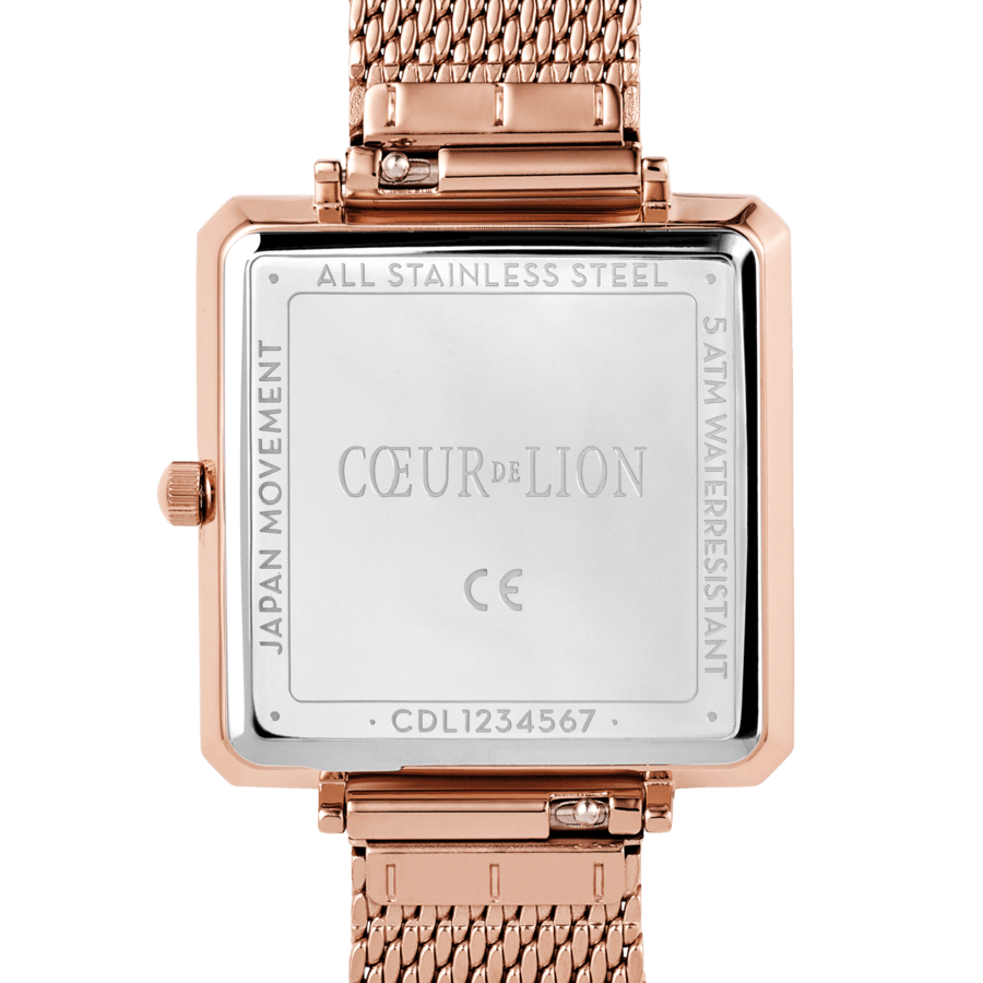 Coeur de Lion Iconic Square Sunrise Milanese Watch in Rose Gold - Rococo Jewellery