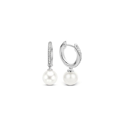 Ti Sento Pearl Cubic Zirconia Hoop Earrings - Rococo Jewellery