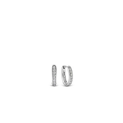 Ti Sento Sterling Silver Cubic Zirconia Oval Hoop Earrings - Rococo Jewellery