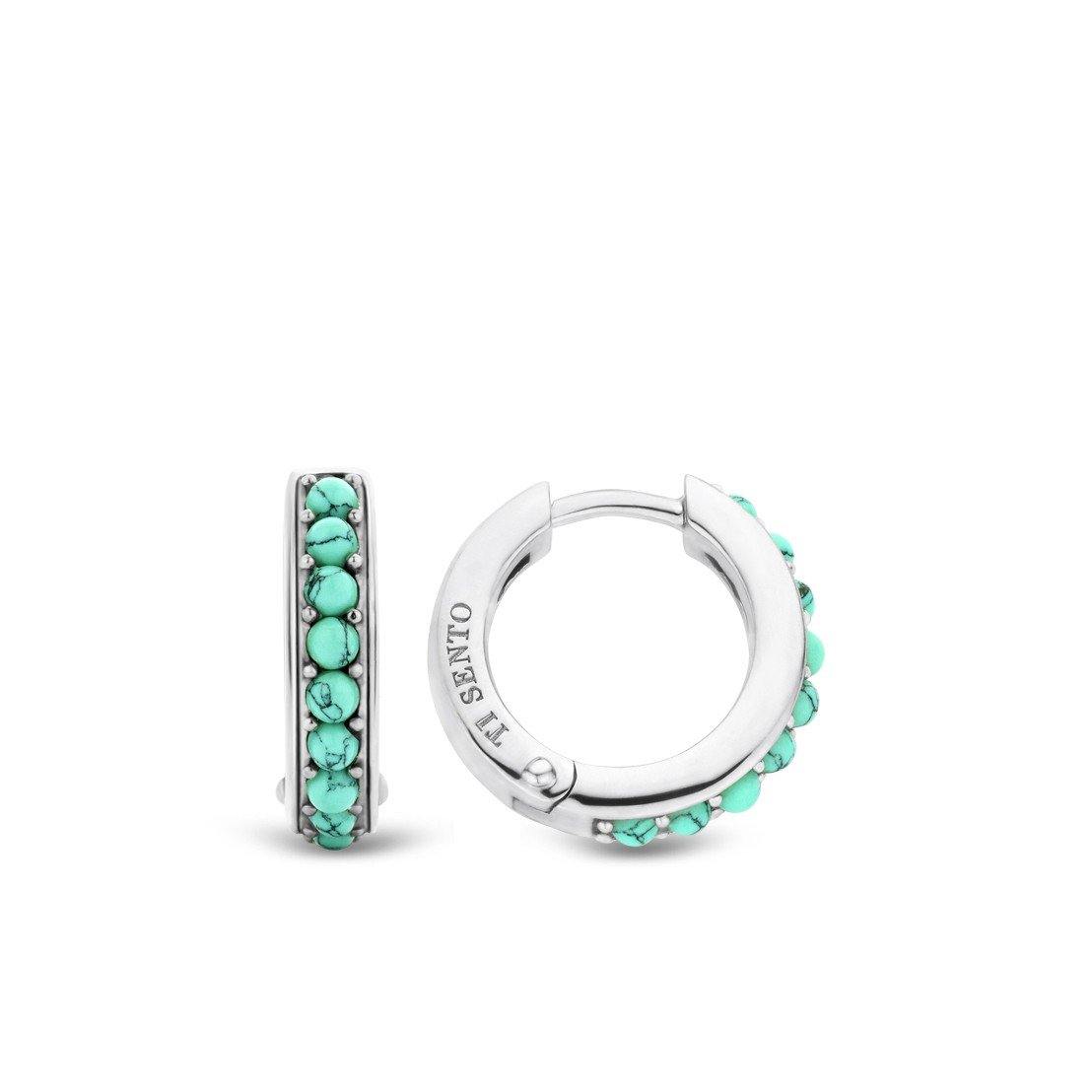 Ti Sento Sterling Silver Turquoise Hoop Earrings - Rococo Jewellery