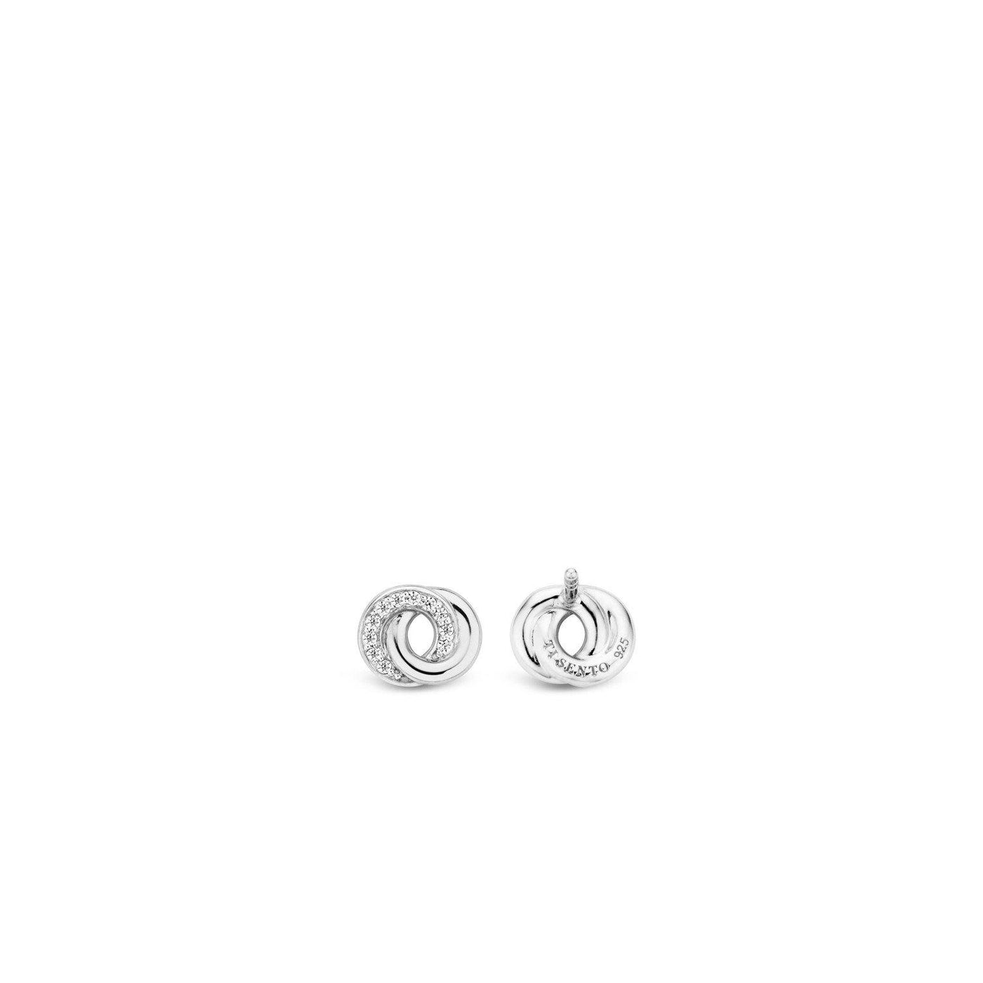 Ti Sento Sterling Silver Circles Sparkle Stud Earrings - Rococo Jewellery