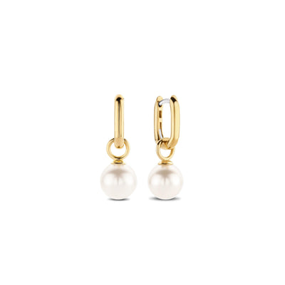 Ti Sento 18ct Gold Vermeil Pearl Hoop Earrings - Rococo Jewellery