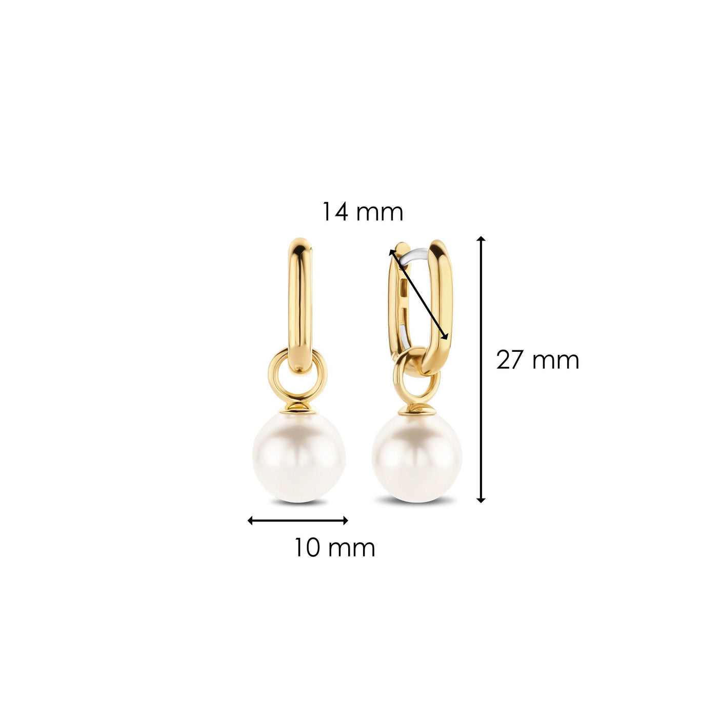 Ti Sento 18ct Gold Vermeil Pearl Hoop Earrings - Rococo Jewellery