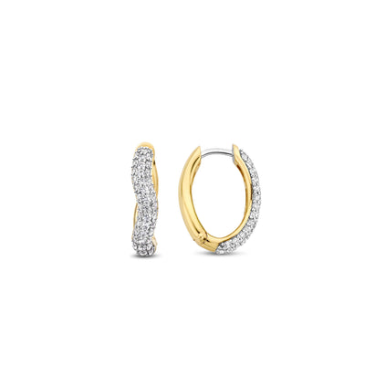 Ti Sento 18ct Gold Vermeil Pavé Cubic Zirconia Wave Hoop Earrings - Rococo Jewellery