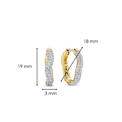 Ti Sento 18ct Gold Vermeil Pavé Cubic Zirconia Wave Hoop Earrings - Rococo Jewellery