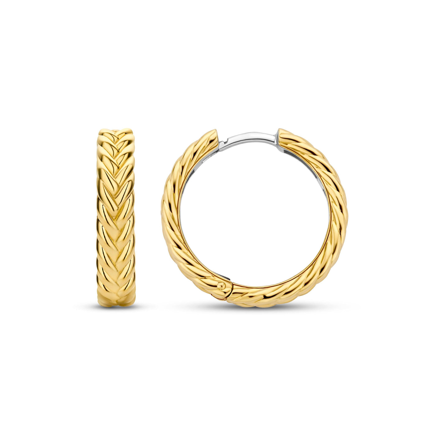 Ti Sento 18ct Gold Vermeil Herringbone Hoop Earrings - Rococo Jewellery