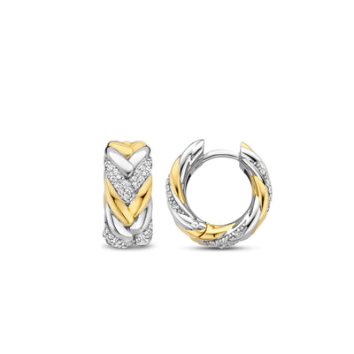 Ti Sento Gold and Silver Cubic Zirconia Braided Hoop Earrings - Rococo Jewellery