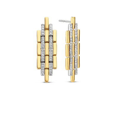 Ti Sento Geometric 18ct Gold Plated Cubic Zirconia Pavé Earrings - Rococo Jewellery