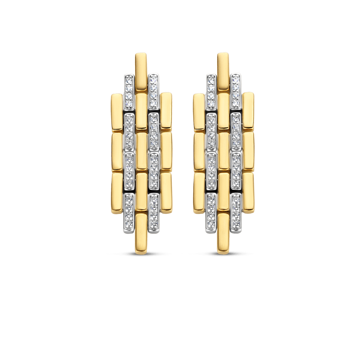 Ti Sento Geometric 18ct Gold Plated Cubic Zirconia Pavé Earrings - Rococo Jewellery
