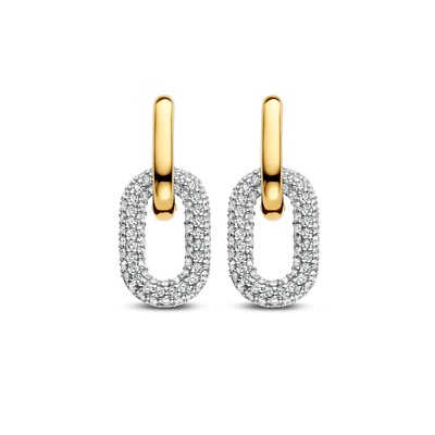 Ti Sento Gold Cubic Zirconia Link Earrings - Rococo Jewellery