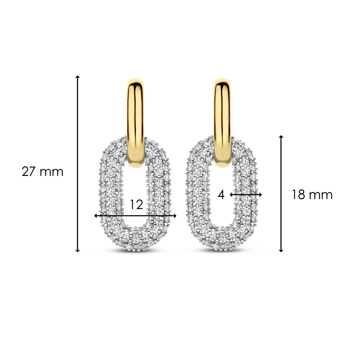 Ti Sento Gold Cubic Zirconia Link Earrings - Rococo Jewellery