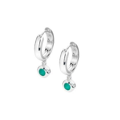 Amazonite Drop Huggie Hoop Earrings - Rococo Jewellery