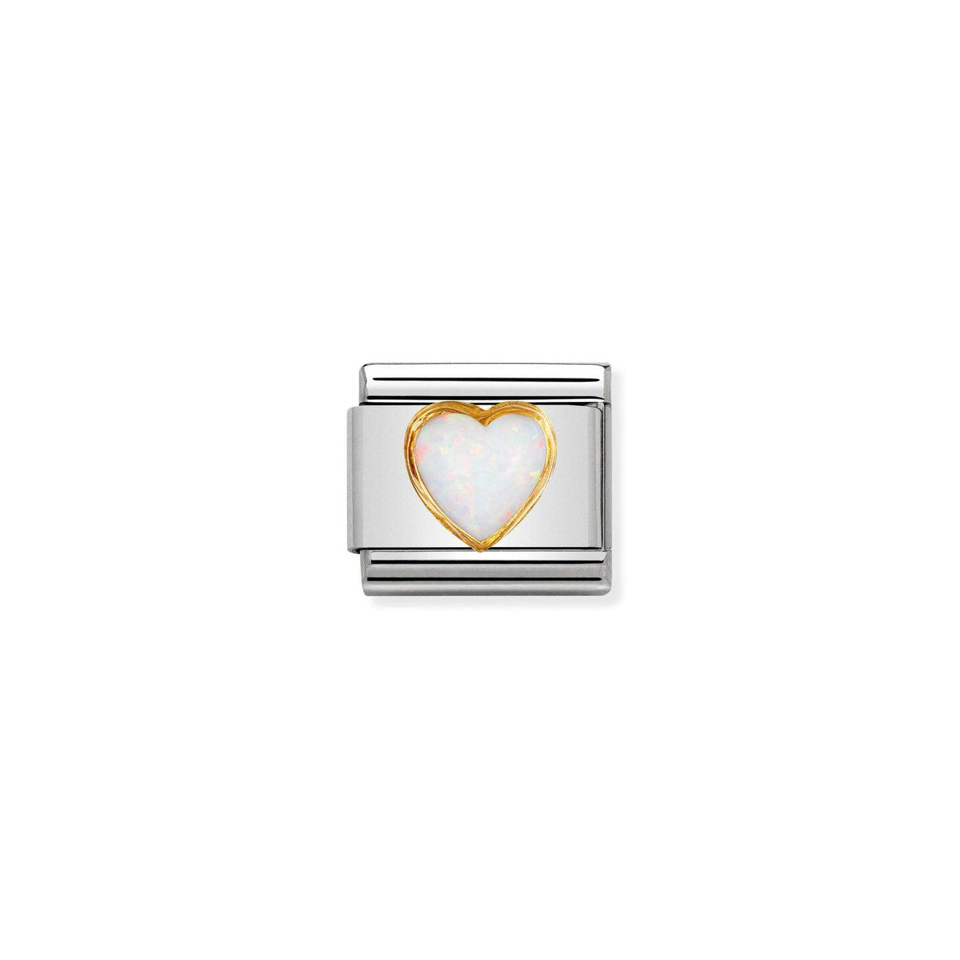 Nomination Classic Opal Heart in 18ct Gold Charm - Rococo Jewellery