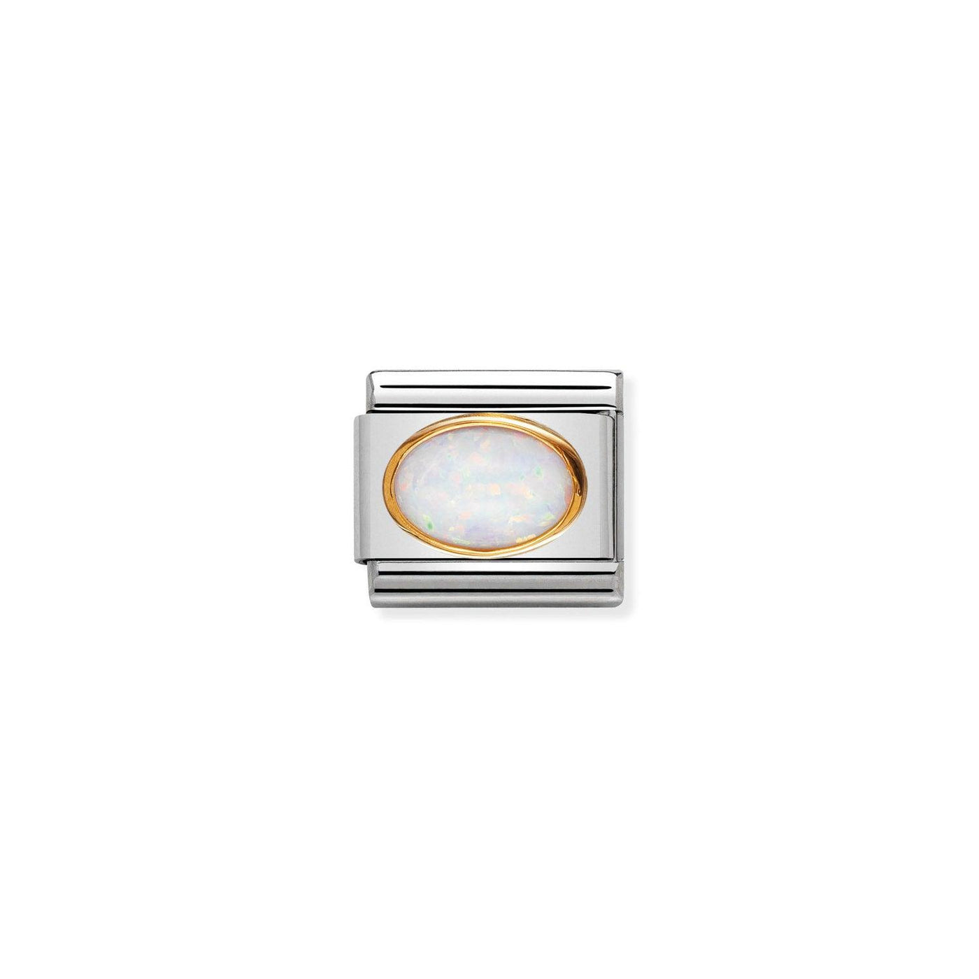 Nomination Classic White Oval Opal 18ct Gold Charm - Rococo Jewellery