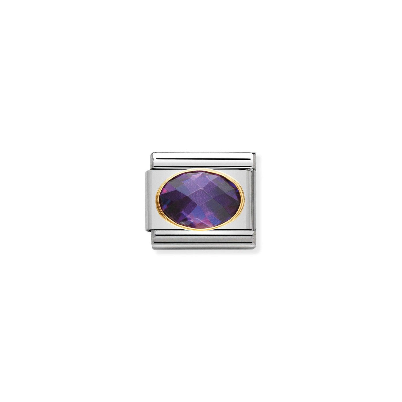 Nomination Classic 18ct Gold and Purple Faceted CZ Charm - Rococo Jewellery