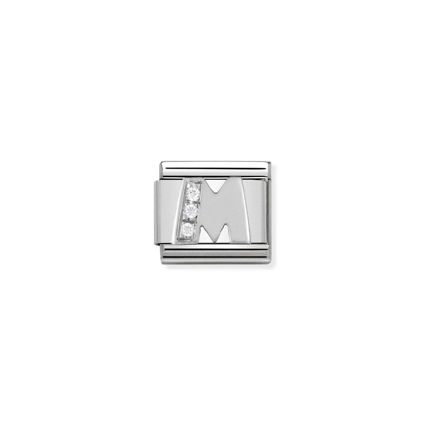 Nomination Classic CZ Silver Letter M Charm - Rococo Jewellery