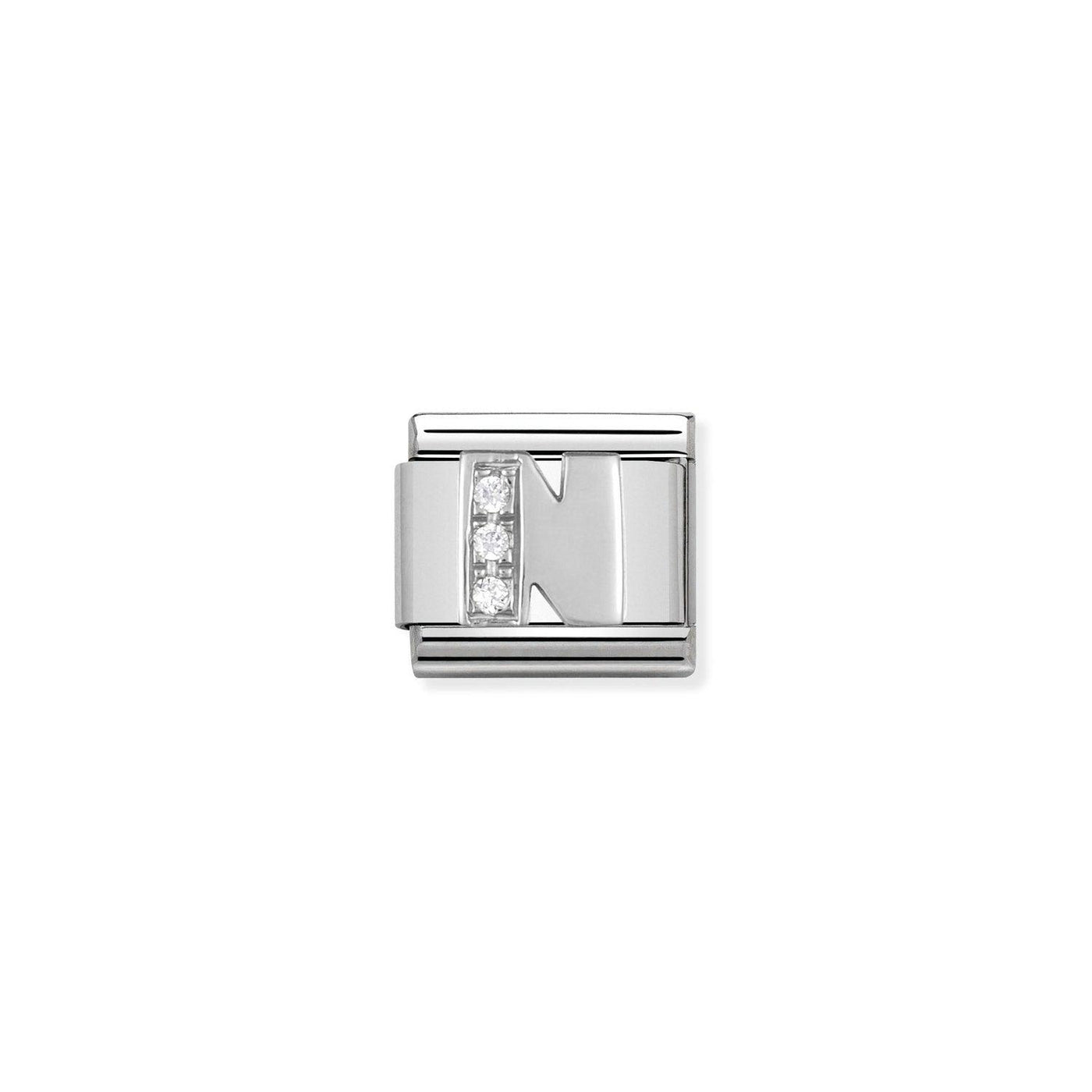 Nomination Classic CZ Silver Letter N Charm - Rococo Jewellery