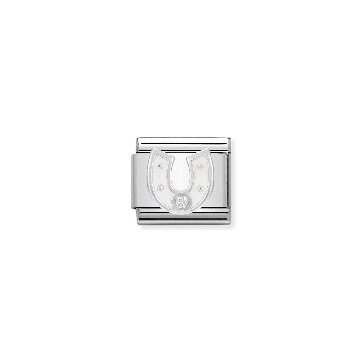 Nomination Silvershine White Horseshoe CZ Charm - Rococo Jewellery