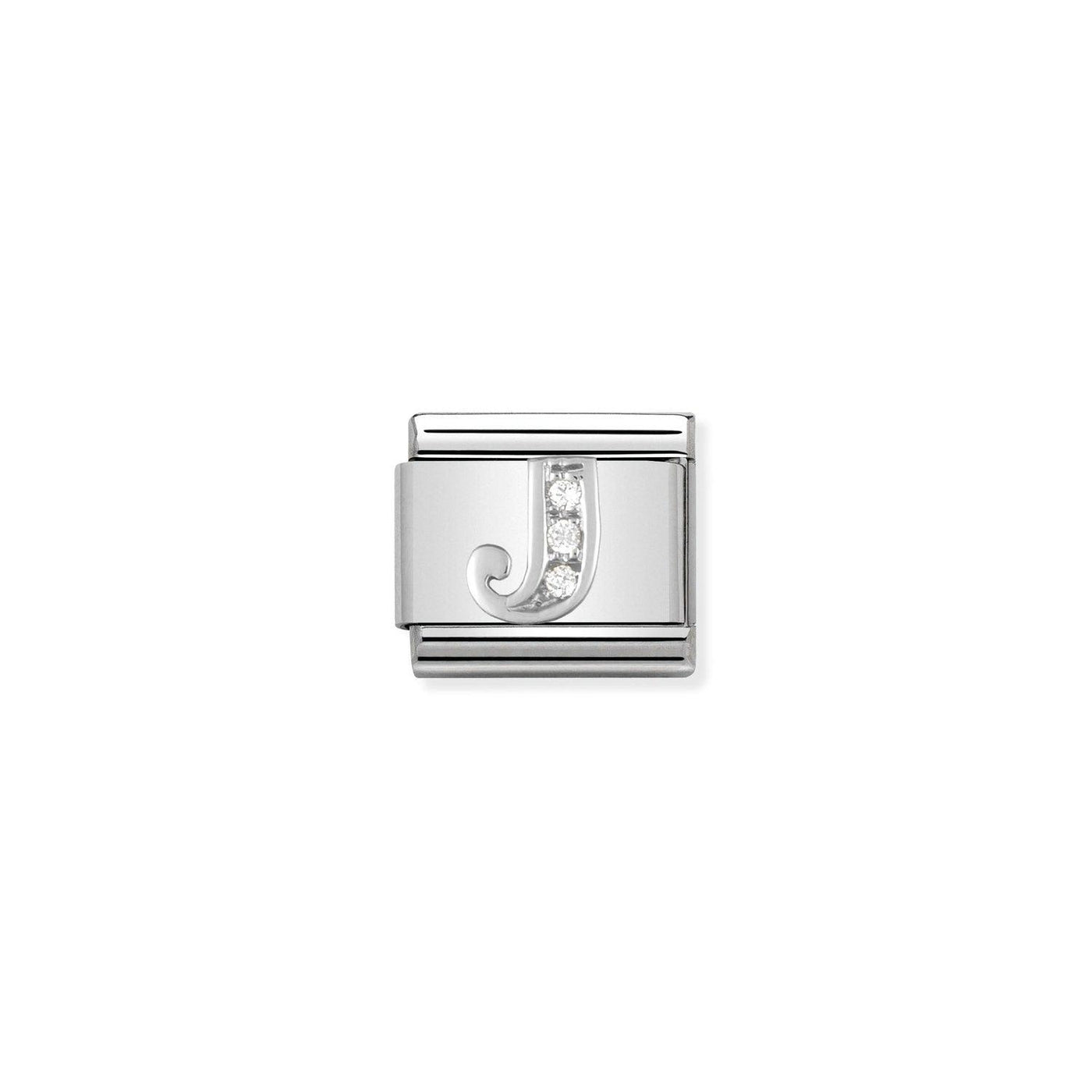 Nomination Classic CZ Silver Letter J Charm - Rococo Jewellery