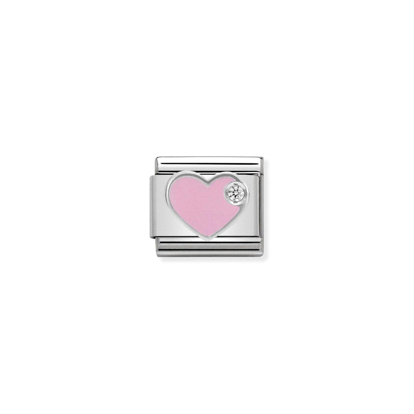 Nomination Silvershine Pink Heart CZ Charm - Rococo Jewellery