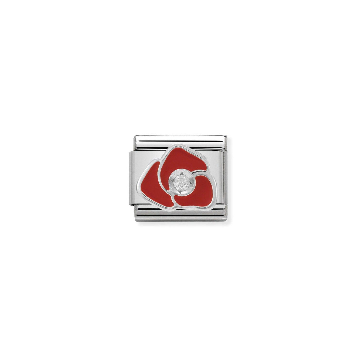 Nomination Silvershine Red Rose CZ Charm - Rococo Jewellery