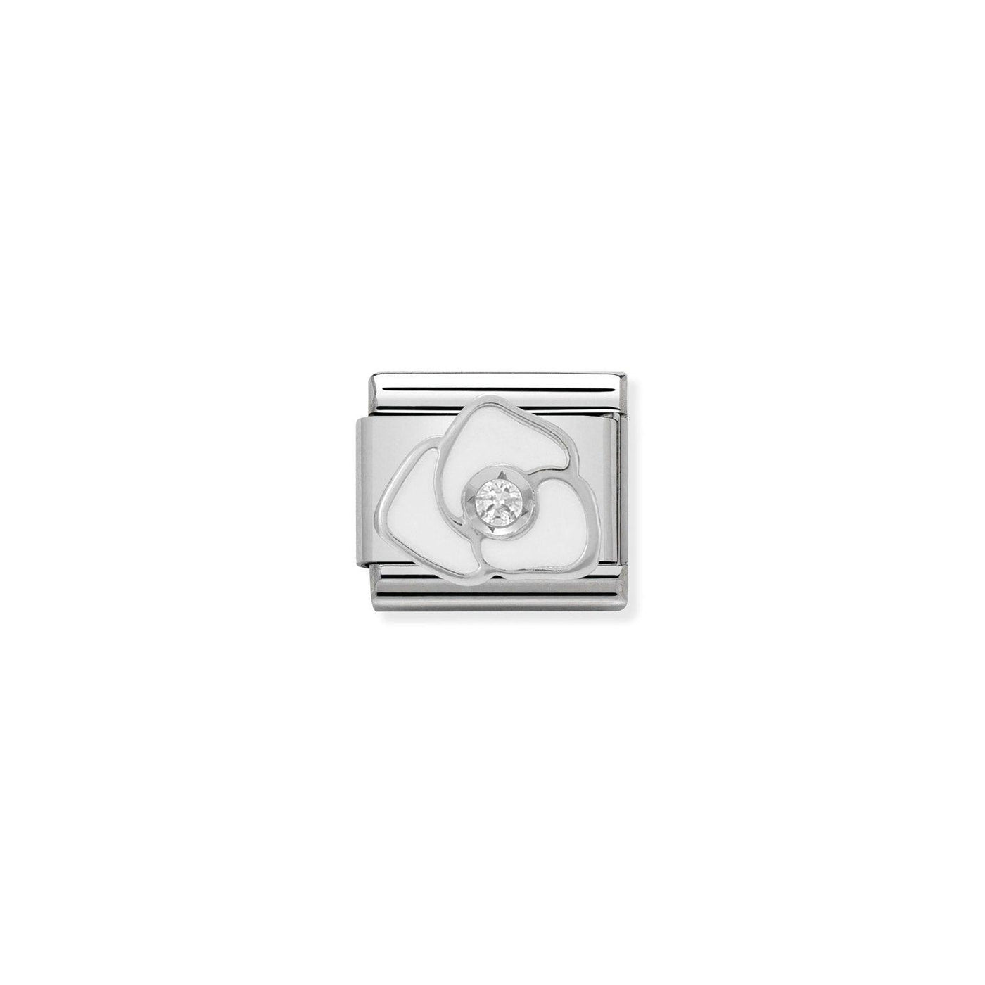 Nomination Silvershine White Rose CZ Charm - Rococo Jewellery