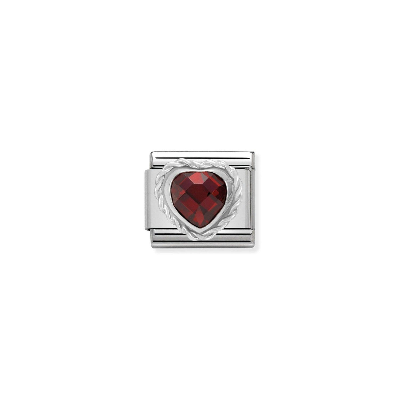 Nomination Silvershine Red Faceted Cubic Zirconia Heart - Rococo Jewellery