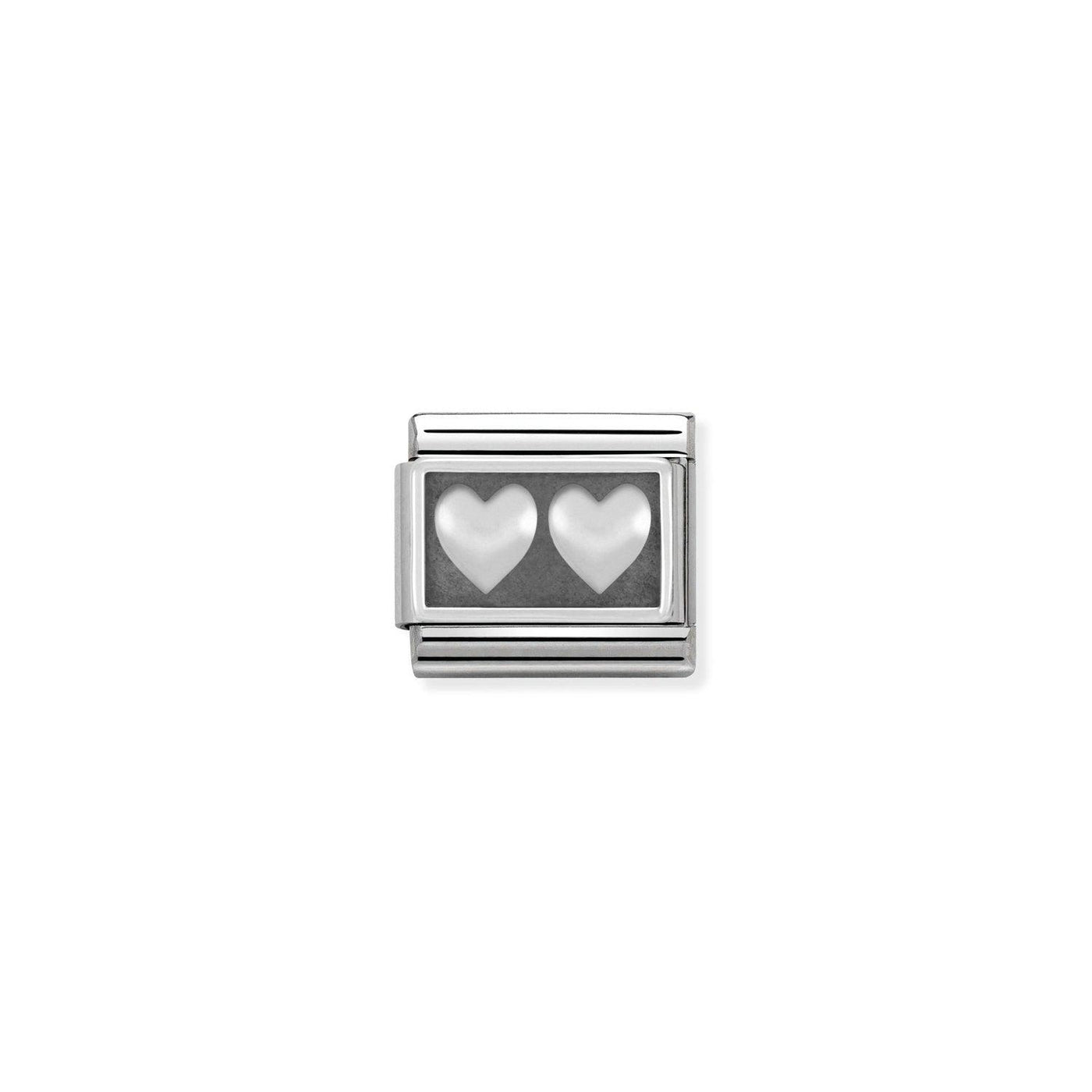 Nomination Silvershine Double Heart Charm - Rococo Jewellery