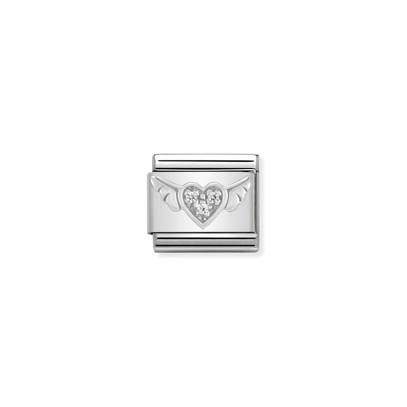 Nomination Silvershine Clear Heart Angel Wings CZ Charm - Rococo Jewellery