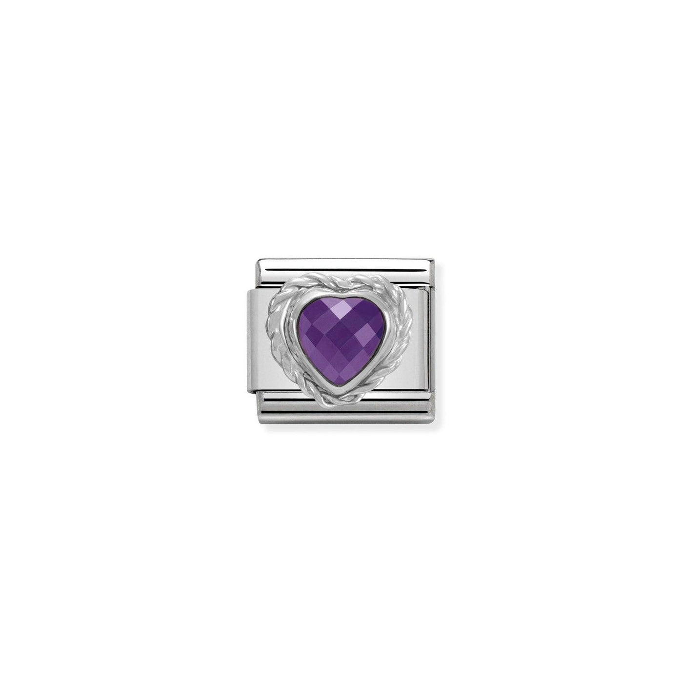 Nomination Silvershine Purple Faceted Cubic Zirconia Heart - Rococo Jewellery