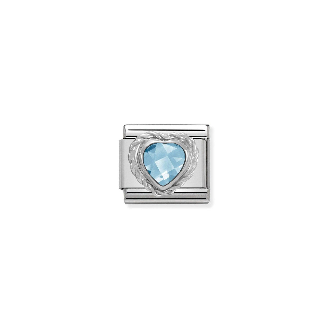 Nomination Silvershine Light Blue Faceted Cubic Zirconia Heart - Rococo Jewellery