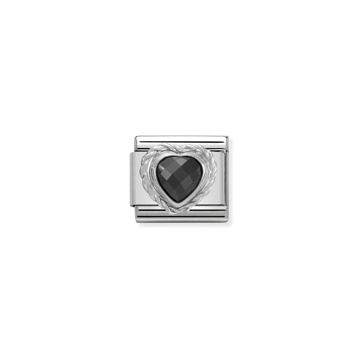 Nomination Silvershine Black Faceted Cubic Zirconia Heart - Rococo Jewellery