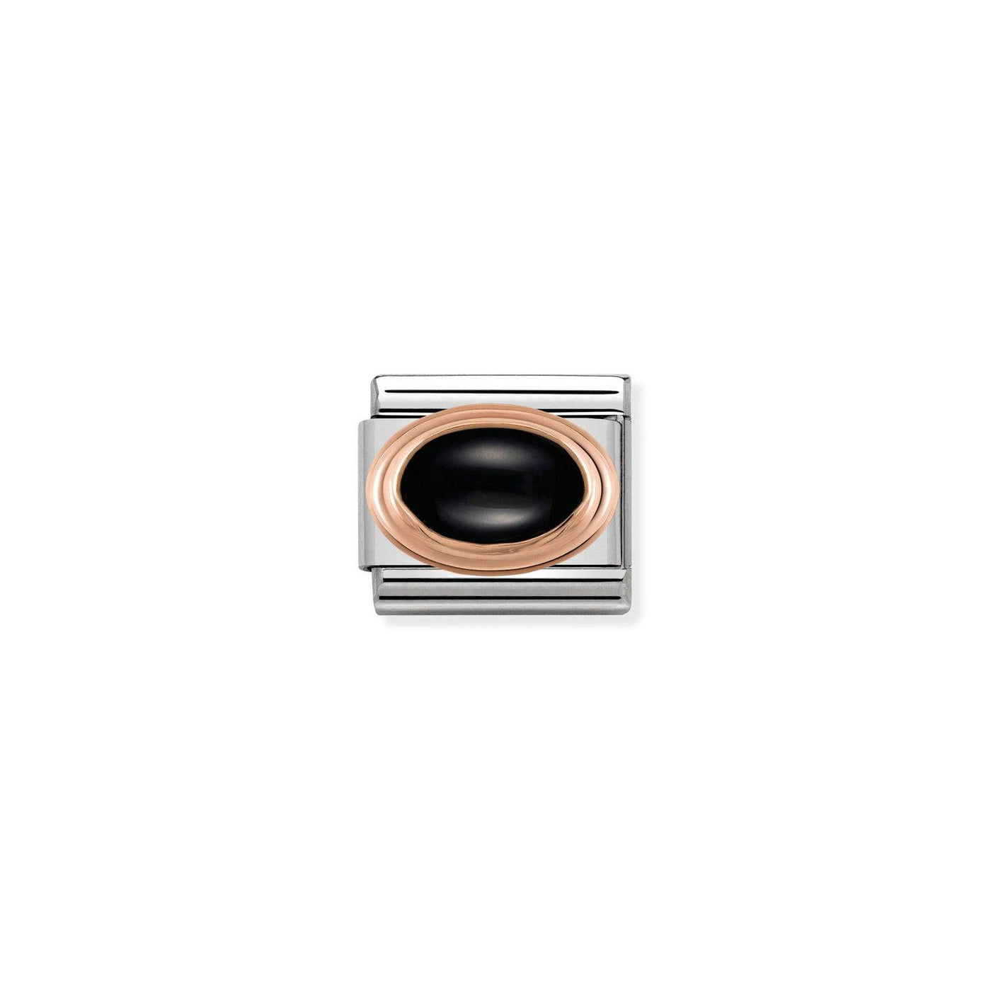 Nomination Classic 9ct Rose Gold Black Agate Charm - Rococo Jewellery