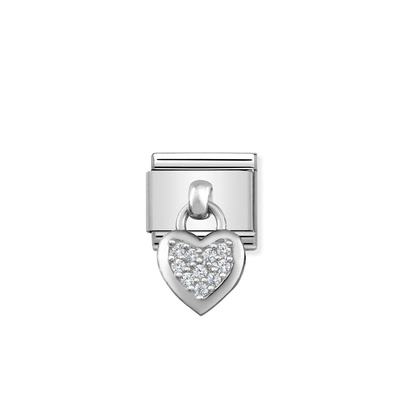 Nomination Silvershine Heart CZ Drop Charm - Rococo Jewellery