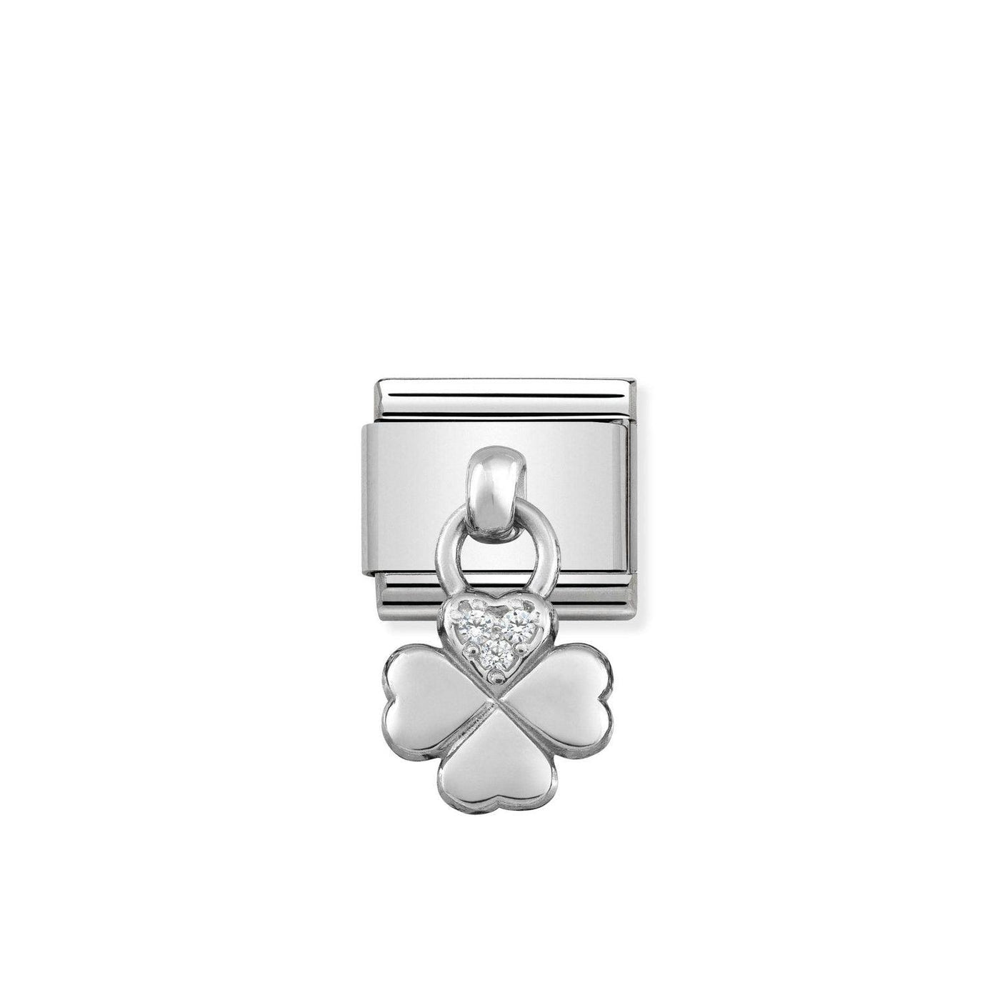 Nomination Silvershine Clover Drop Charm - Rococo Jewellery