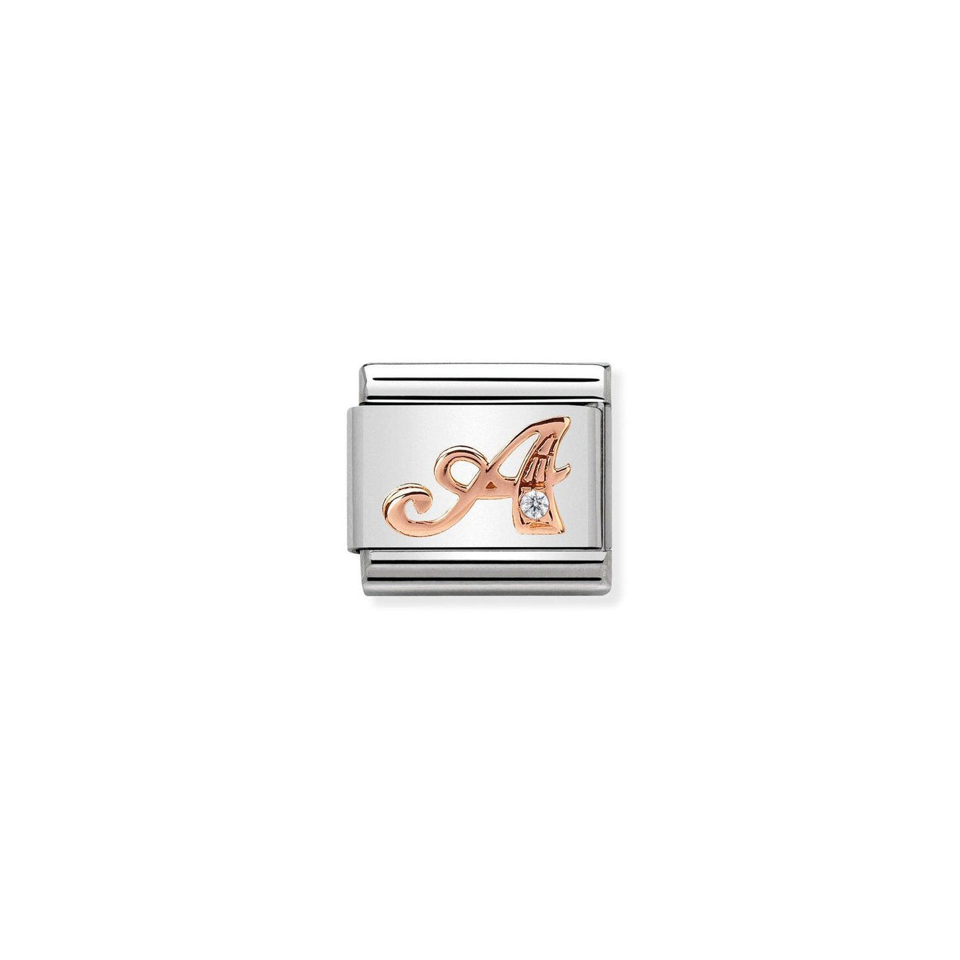 Nomination Classic Rose Gold CZ Letter A Charm - Rococo Jewellery