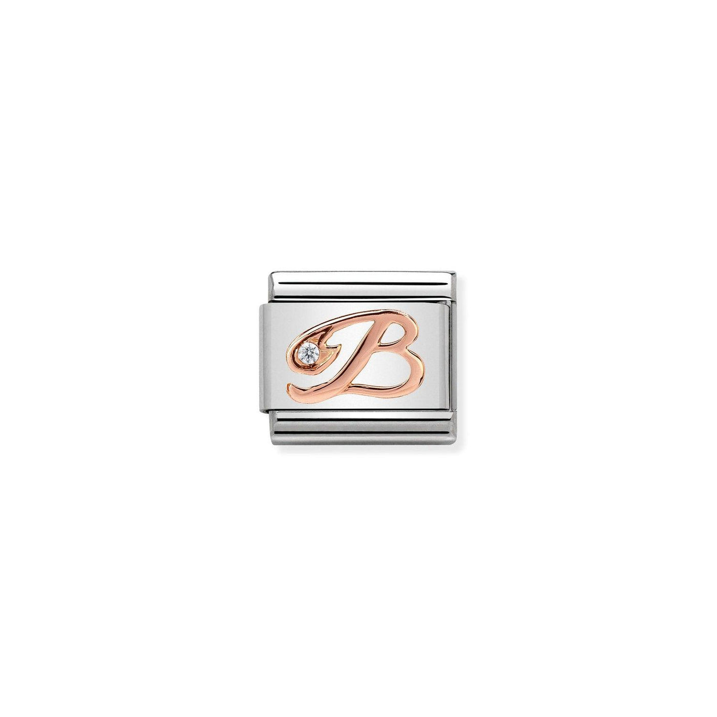 Nomination Classic Rose Gold And CZ Letter B Charm - Rococo Jewellery