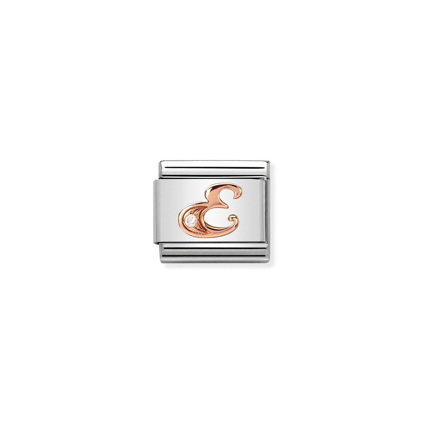 Nomination Classic Rose Gold And CZ Letter E Charm - Rococo Jewellery