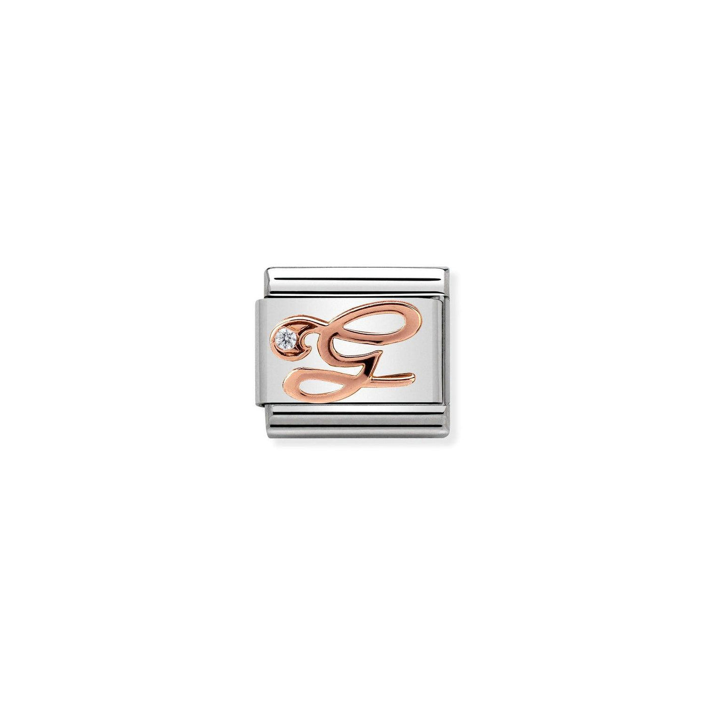 Nomination Classic Rose Gold And CZ Letter G Charm - Rococo Jewellery