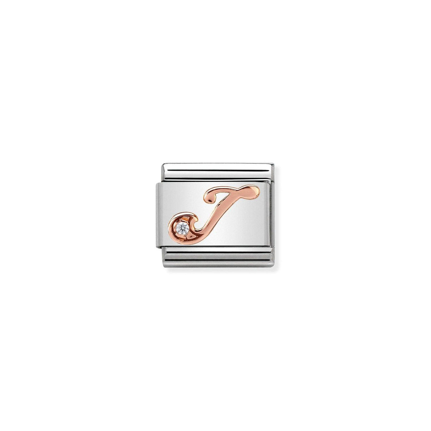 Nomination Classic Rose Gold And CZ Letter J Charm - Rococo Jewellery