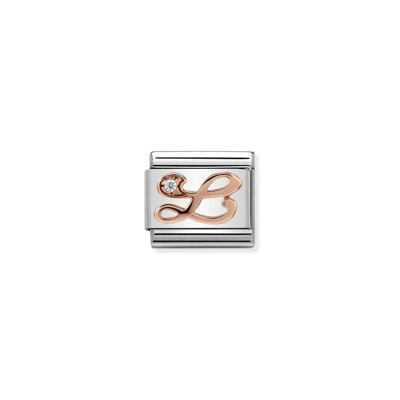 Nomination Classic Rose Gold And CZ Letter L Charm - Rococo Jewellery