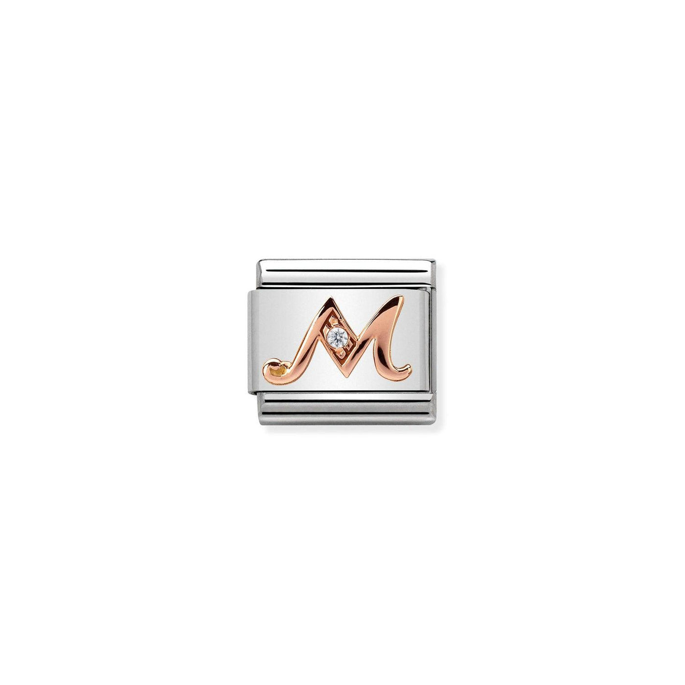 Nomination Classic Rose Gold And CZ Letter M Charm - Rococo Jewellery